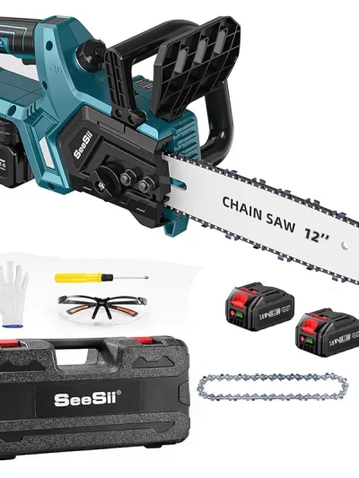 Seesii 12'' Brushless Electric Chainsaw Cordless Chain Saw Garden Tools