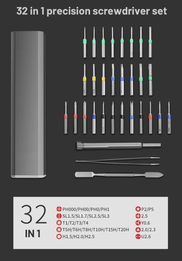 Precision Screwdriver Set 8 32 43 46 in 1 Torx Hex Phillips Magnetic Screwdriver Bit Phone Watch Laptop Mini Repair Tool Set - Image 19