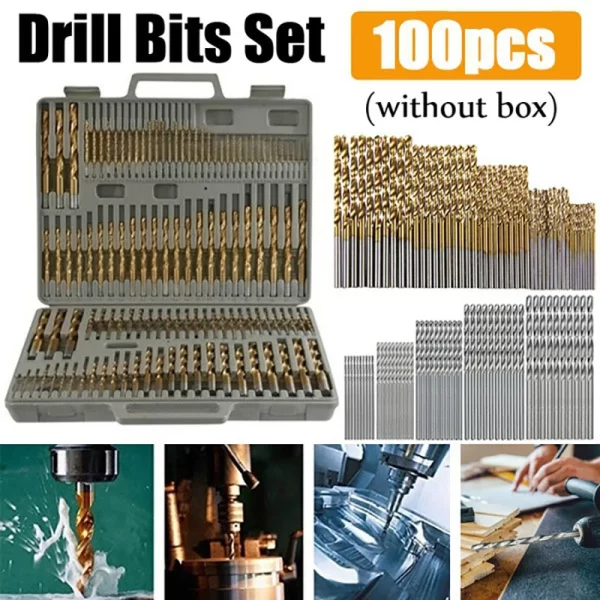 100/50Pcs Titanium Coated Drill Bits HSS High Speed Steel Set - Image 5