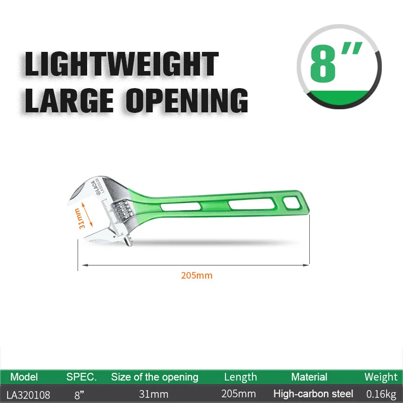 LAOA Large Opening Adjustable Wrench Light Spanner Multifunctional Bathroom Pipe Wrench 6-12 inch Plumbing Repair Hand Tools - Image 8