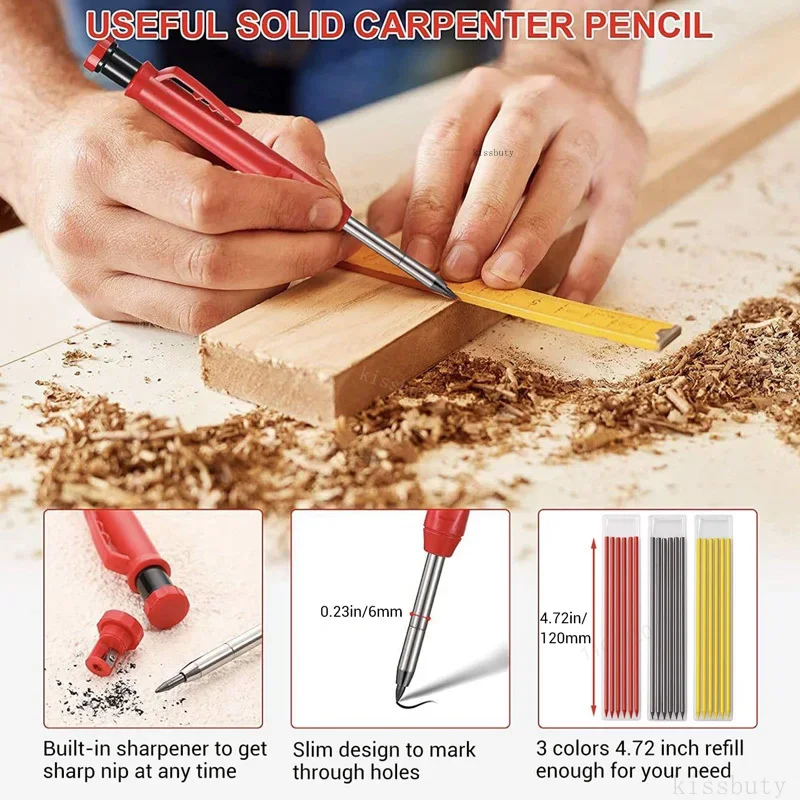 Solid Carpenter Mechanical Pencil with Sharpener - Image 2