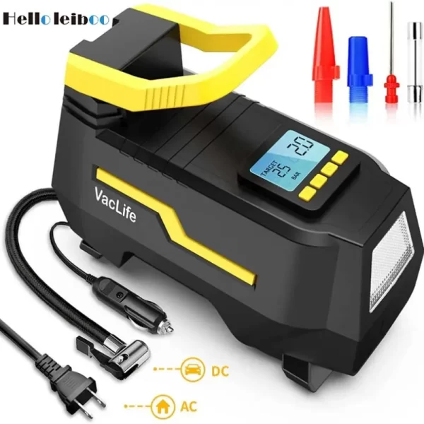 DC/AC 12V/100-230V 150PSI Car Air Compressor Tire Inflator Air Pump with Digital Pressure Gauge