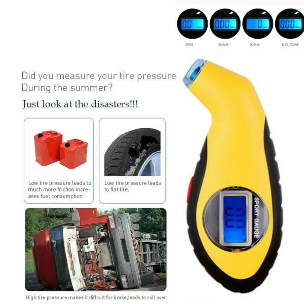 Auto Motorcycle Tyre Pressure Digital Meter Mini Diagnostic Tool Car Styling Detector Tire Pressure Gauge Portable LCD Display - Image 5