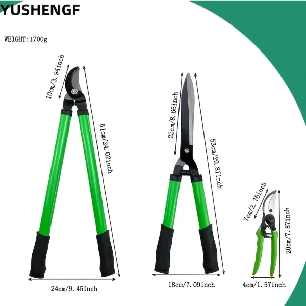 3pcs/set Garden Tools Set Lopper Pruning Shear Garden Scissors green Portable Pruning Shears - Image 6