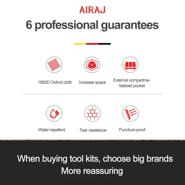 AIRAJ Multifunctional Tool Bags 1680D Oxford Cloth Electrician Bags Waterproof - Image 6