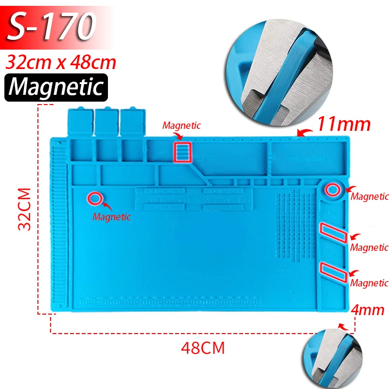 Soldering Station Mat Silicone Work Mat Heat Resistant 932°F Anti-Static Magnetic Mat - Image 19