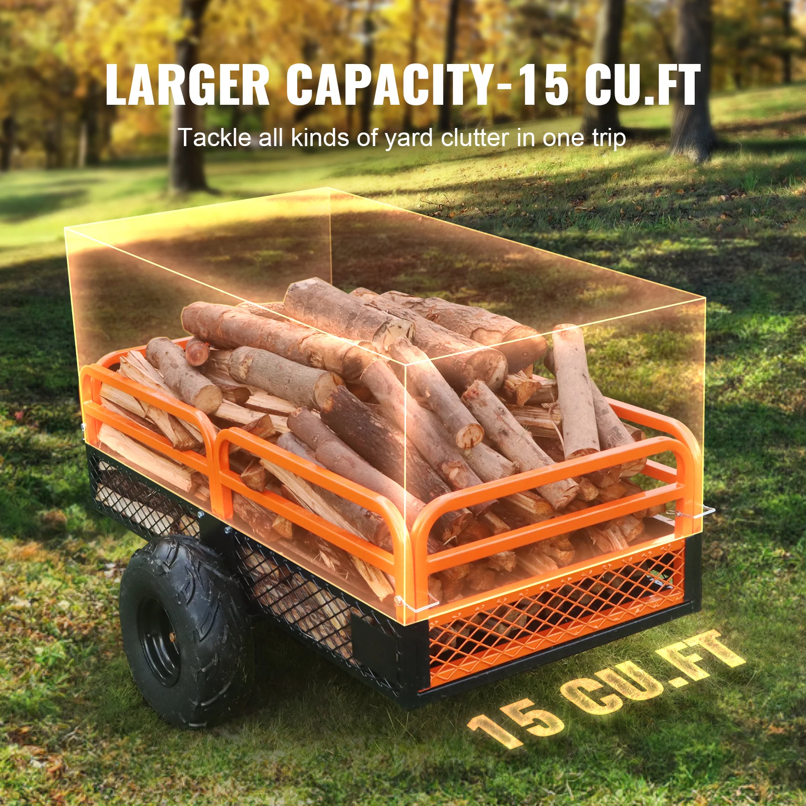 SucceBuy Heavy Duty Steel ATV Dump Trailer Tow Behind Dump Cart - Image 4