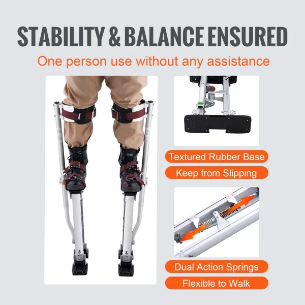 SucceBuy Drywall Stilts 18''/36''Adjustable Aluminum Tool Stilts with Protective Knee Pads Non-Slip Work Stilts - Image 6