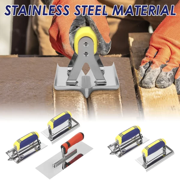2/3Pcs Stainless Steel Concrete Tool Set Rustproof Flat Finishing Trowel Plus Concrete Edger and Groover Set - Image 7