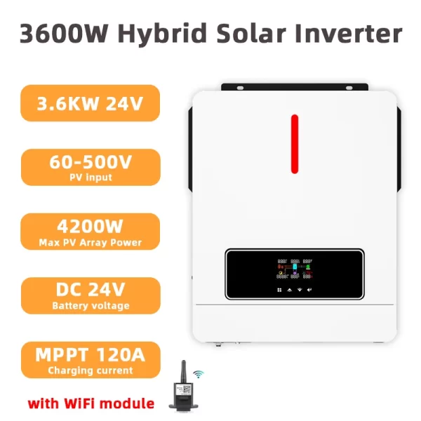 Y&H 3600W Hybrid Solar Inverter DC24V to AC110V/120V On/Off-Grid Inverter - Image 7