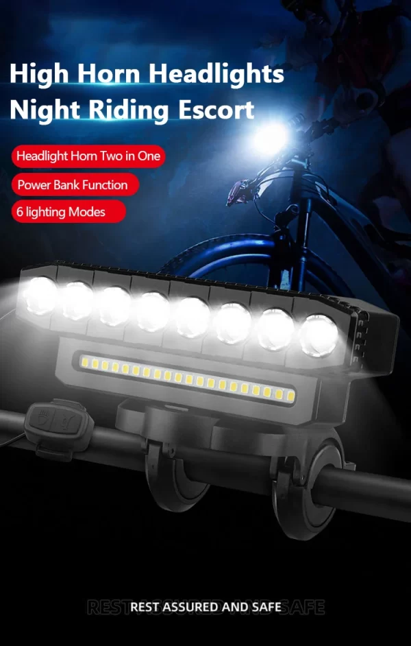 5/8 LED Bicycle Front Light USB Rechargeable 130dB Cycling Bike Horn Easy to Install 6 Modes Bicycle Bell Light - Image 9