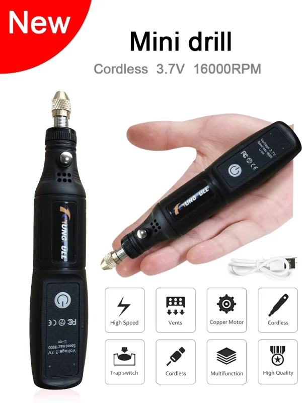 Mini Electric Drill USB Wireless Mini Handheld Drill Rotary Tool Woodworking Engraving Pen Dremel Tools - Image 15