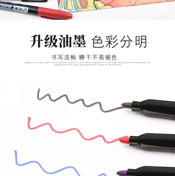 6 PCS Permanent Marker Pen Manga Drawing Markers Black Blue Red Waterproof - Image 35