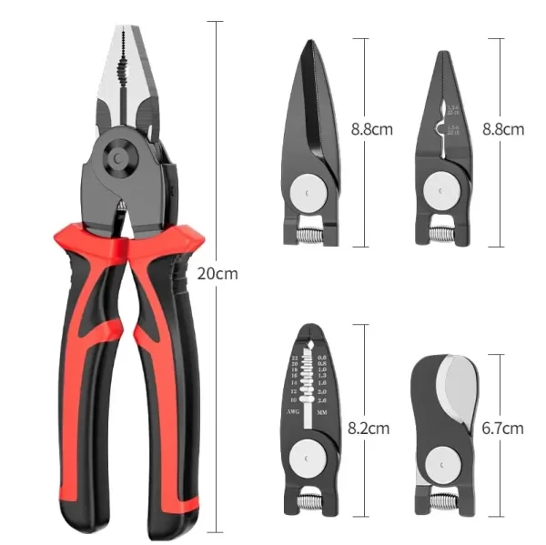 5 in 1 Wire Stripper Tools Set Combination Interchangeable Pliers Kit Wire Stripper Wire Crimper Linesman Pliers Cable Cutter - Image 6
