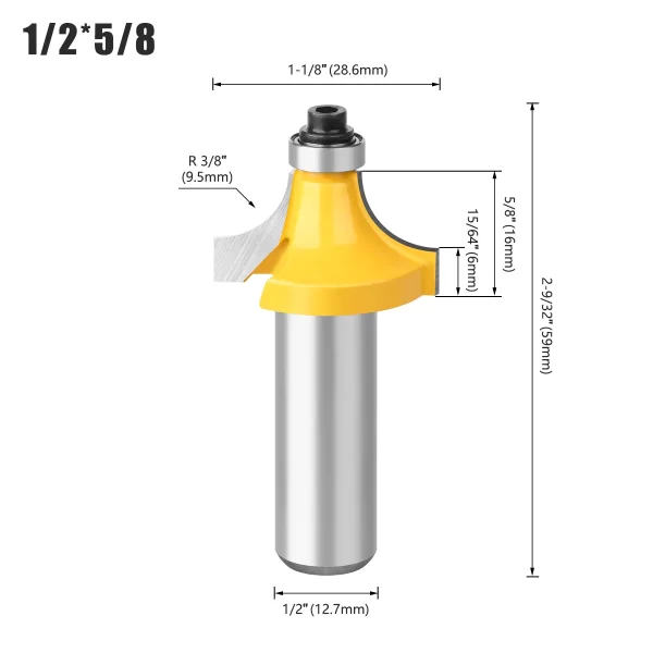 15PCS 1/4in 1/2in 6mm 8mm Shank Router Bit Set Trimming Straight Beading Milling Cutter Carbide Cutting Woodworking Tools - Image 20