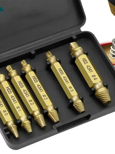 Damaged Screw Extractor Set HSS Drill Bit Stripped Broken Remover
