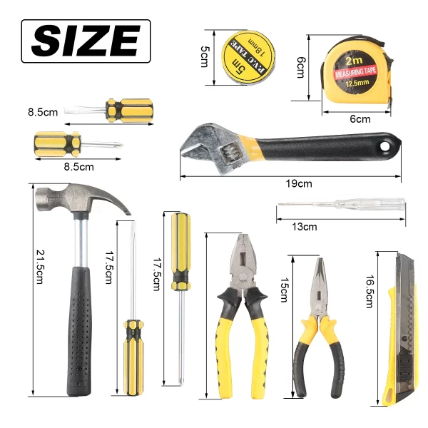 8/9/12/13Piece Tools Set General House hold Hand Tool Kit with Plastic Toolbox Storage Case - Image 3
