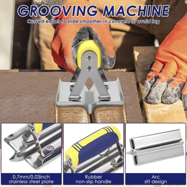 2/3Pcs Stainless Steel Concrete Tool Set Rustproof Flat Finishing Trowel Plus Concrete Edger and Groover Set - Image 4