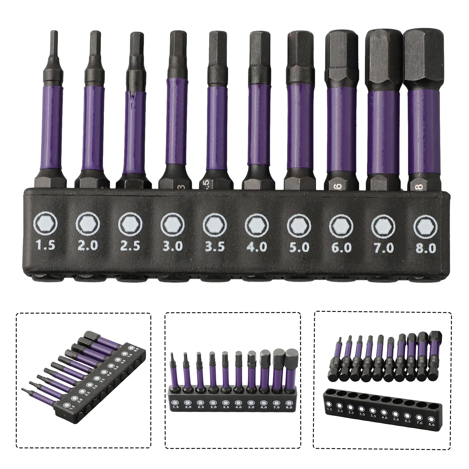 10Pcs Hex Head Wrench Drill Bit With Screwdrivers Bit Holder Set 1/4" Quick Release Shank Magnetic Screwdriver Bit Tools H1.5-H8 - Image 7