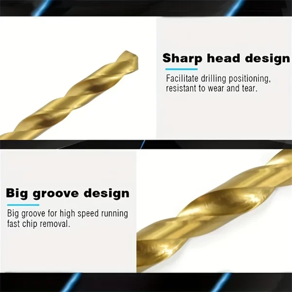99 Pieces Titanium Twist Drill Bit Set, High Speed Steel, Size from 1/16" Up to 3/8" - Image 27