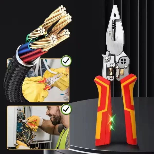 8-in-1 Multi-function Wire Stripper Electricians Voltage Testing Cable Cutting - Image 4