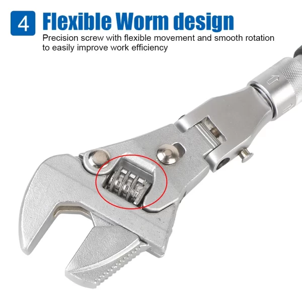 Adjustable Torque Wrench 180 Degree Folding Ratchet Wrench 5 In 1 Spanner 10 Inch - Image 6