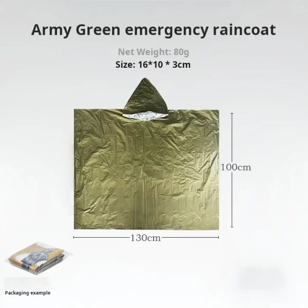 Emergency Rain Poncho Thermal Blanket Poncho Weather Proof Outdoor Survival Gear - Image 7