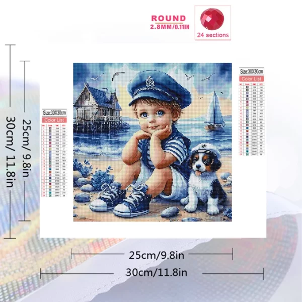 Momoart Full Diamond Painting Kid Boy Portrait Picture Of Rhinestones Mosaic Dog DIY Embroidery Seasdie - Image 9