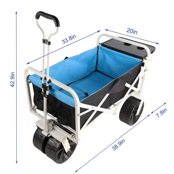 Folding Wagon Garden Shopping Beach Cart (white) - Image 4
