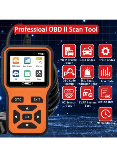 Car OBD2 Scanner Diagnostic Tool Code Reader, Car Voltage Tester Engine Fault Code Scanner