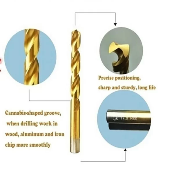 100/50Pcs Titanium Coated Drill Bits HSS High Speed Steel Set - Image 12