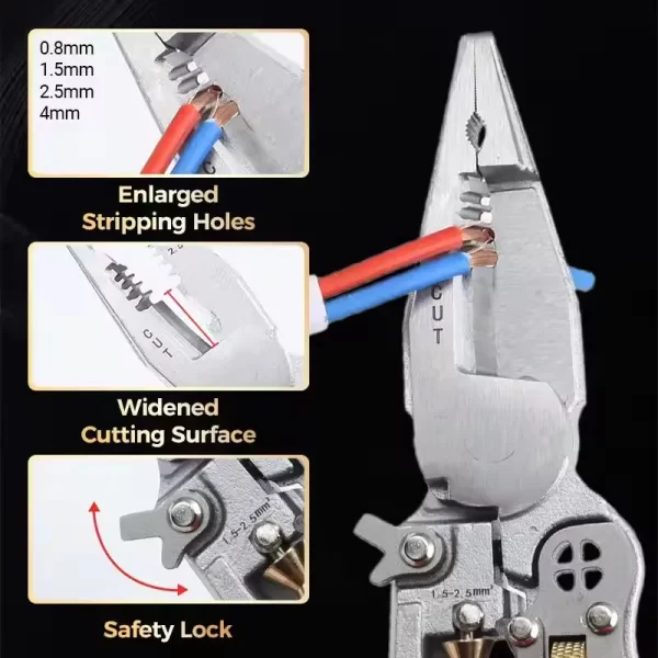 8-in-1 Multi-function Wire Stripper Electricians Voltage Testing Cable Cutting - Image 6