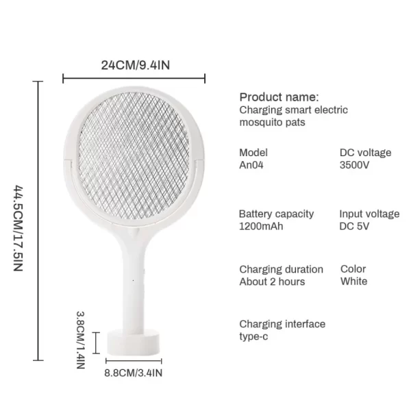 3500V 5in1 Mosquito Killer Lamp Multicunctional Angle Adjustable Bug Zapper Electric USB Rechargeable Mosquito Fly Bat Swatter - Image 11