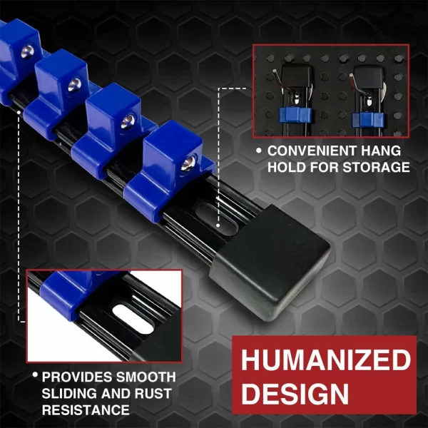 1pc 360° Swivel Socket Organizer 1/4 3/8 1/2 Premium Quality Socket Clip Rail Holder - Image 12