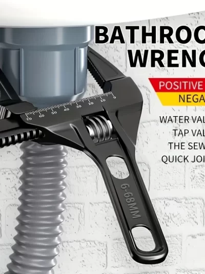 Black 16-68mm Adjustable Bathroom Wrench -Multi-Functional
