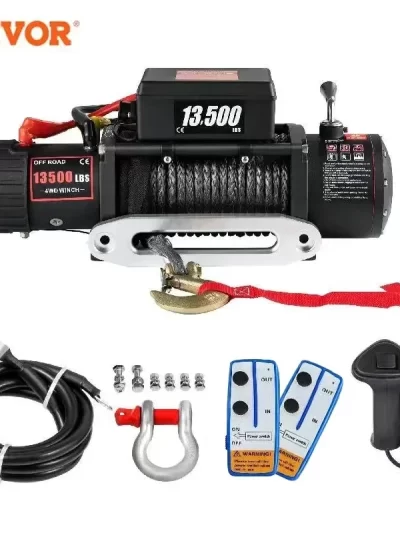 VEVOR 13500LBS Electric Truck Winch12v Electric Winch ATV Synthetic Rope with Remote Control