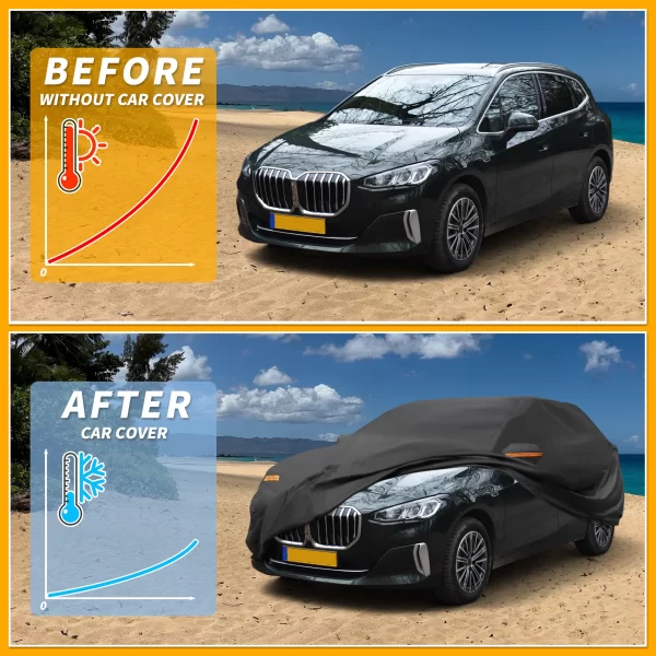 Uxcell Car Cover Waterproof All Weather for Bmw 2 Series Sedan Black 190T-Pu - Image 3