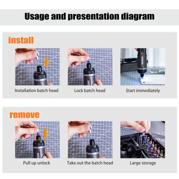Worx 4V Electrical Screwdrivers Set WX242 Portable Smart Cordless Power Screw Driver Mini Electric Drill Home Repair Power Tool - Image 6