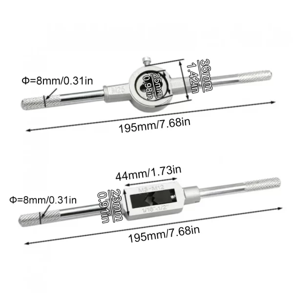 Multifunction Tap and Die Set 12/20Pcs M3-M12 Metric Screw Thread Plugs Hand Screw Taps Straight Taper Tapping and Thread Tools - Image 4