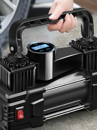 12V 150PSI Mini Air Compressor Dual Cylinder Heavy Duty Tire Inflator with LED Light Car Electric Air Pump Auto Inflatable Pump