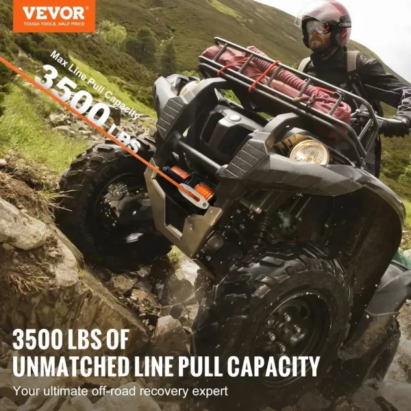 Electric Winch UTV 3500 lb Synthetic Rope Waterproof Wired Control - Image 5