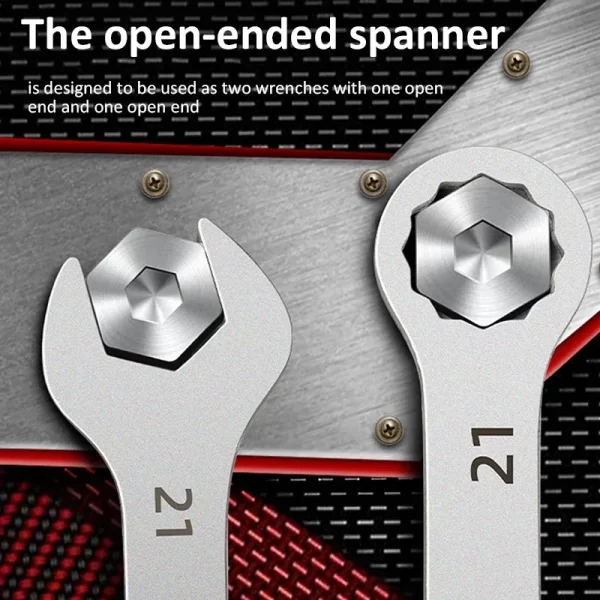 Ultra-thin Open End Wrench Set 6-27mm Ratchet Wrenches Combination Universal Dual Heads - Image 3