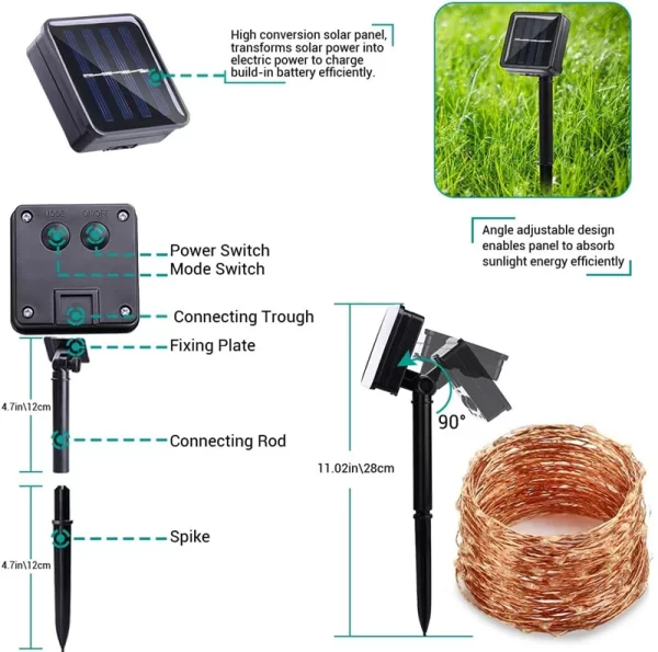 LED Solar Light Outdoor Garden Fairy String Light Led Twinkle Waterproof Lamp for Christmas Patio Tree - Image 13