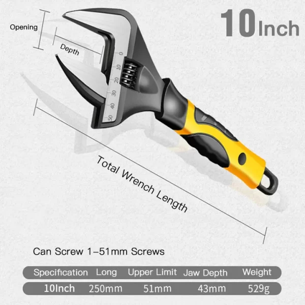 AIRAJ Adjustable Wrench Stainless Steel Universal Spanner Bathroom Wrench - Image 10
