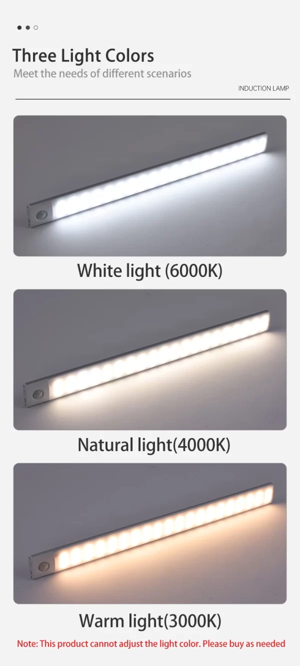 LED Cabinet Light USB Type-C Rechargeable Motion Sensor Led Lamp for Kitchen Wardrobe Cabinet Lighting 20cm/30cm/40cm/50cm/60cm - Image 20