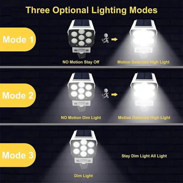 Solar Lights  Outdoor With Motion Sensor Remote Controller FloodLights Wireless Dummy Decoy Fake Security Camera - Image 3