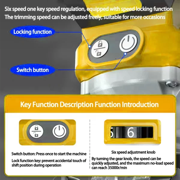 Brushless Electric Trimmer Woodworking Trimming Machine Wood Router Milling Engraving Slotting Machine Fit Dewalt 18V Battery - Image 5