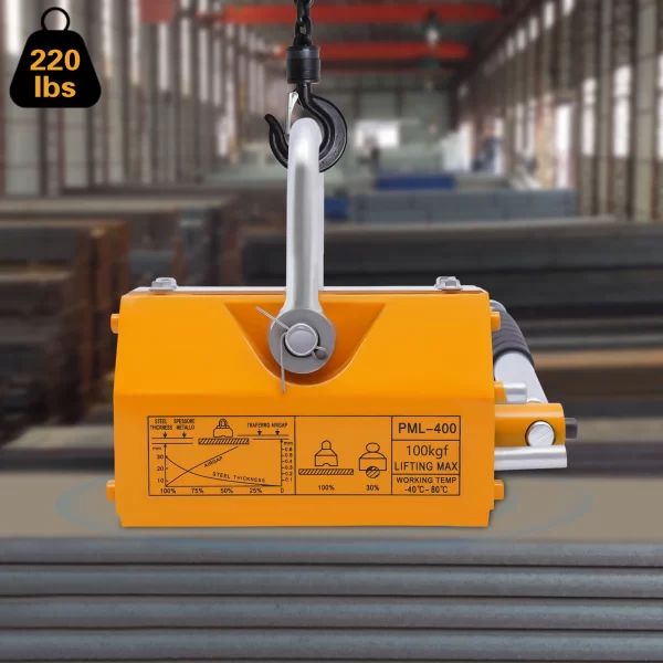 Steel Magnetic Lifter 220 LB Metal Lifting Magnet 100 KG Magnetic Lift Hoist Shop Crane(100KG)