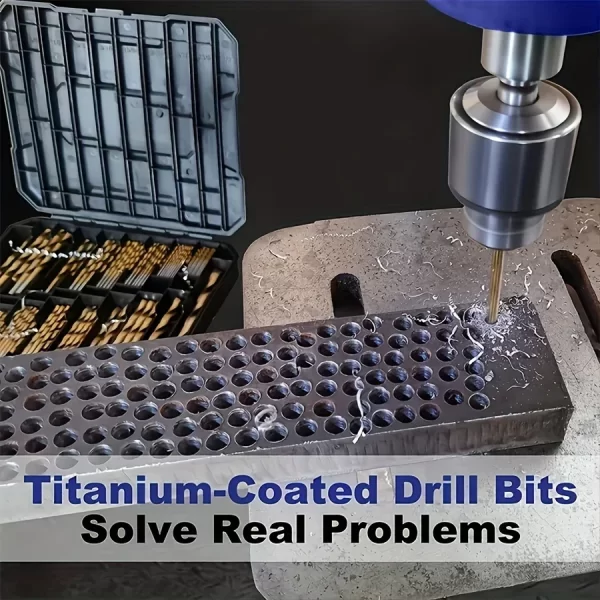 99 Pieces Titanium Twist Drill Bit Set, High Speed Steel, Size from 1/16" Up to 3/8" - Image 4