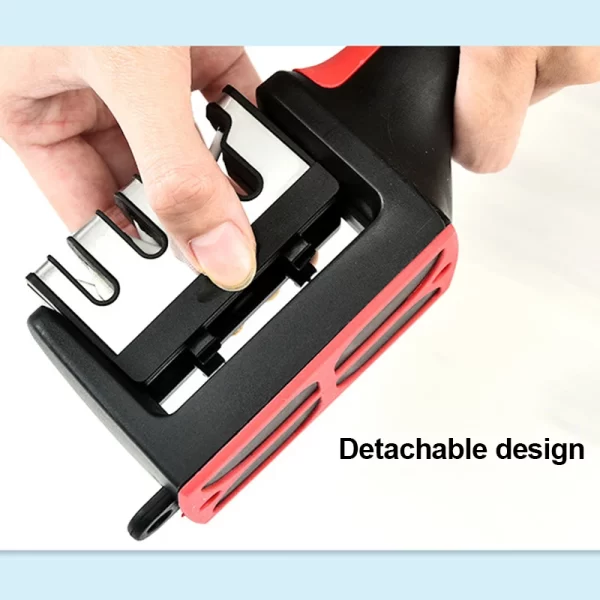 Kitchen 4Segment Knife Sharpener Household Multi-Functional Hand-Held Three-Purpose Black Sharpening Stone - Image 5